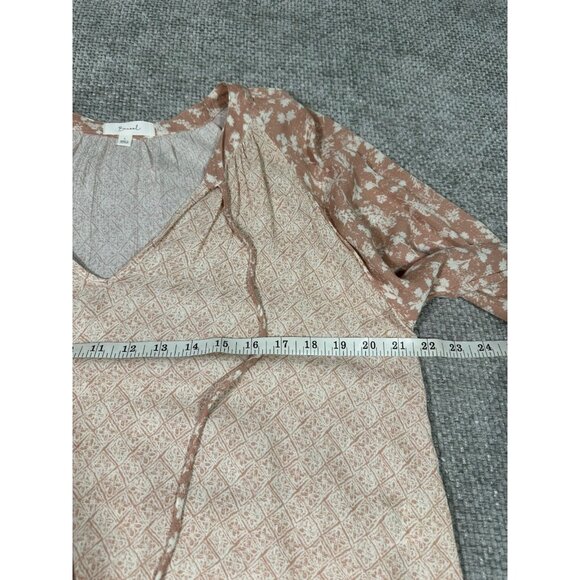 Be Cool Top Womens Large‎ Cream Pink Floral Geometric Rayon Boho - Picture 7 of 9